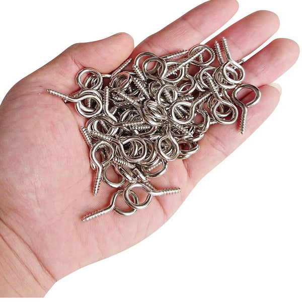 30-120X Small Tiny Mini Eye Pins Eyepins Hooks Eyelets Screw Threaded Peg 8x4mm