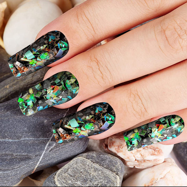 4 bags Nail Art Glitter Holographic Flakes Glitter DIY Nail Art 3D Sequins Decor
