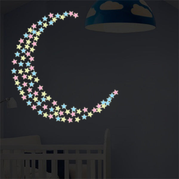 Wall Stickers Luminous Stars Moon Glow In The Dark Nursery Kids Room