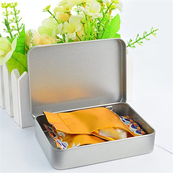12PCS Container Blank Portable Small Storage Container Case Metal Hinged Tin Box