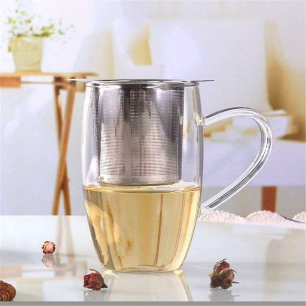 Stainless Steel Mesh Tea Infuser Metal Cup Strainer Loose Leaf Filter With Lid