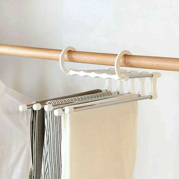 5 in1 Multi-functional Pants rack Stainless-Steel Wardrobe Magic Clothes Hanger