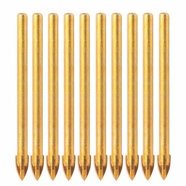 10x Titanium Ceramic Tile Glass Drill Bit Tungsten Carbide Cross Spear Head 6mm