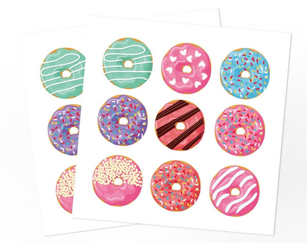 12PCS Donut Paper Lolly Loot Bag & 18pcs Stickers Party Supplies Decoration