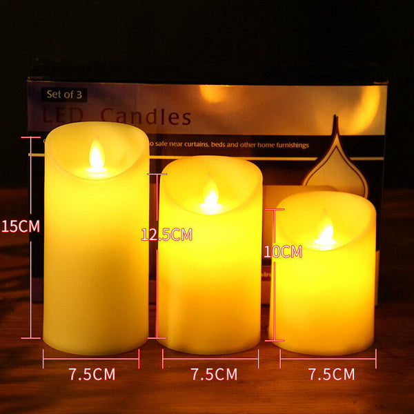2PCS Flameless LED Candle WarmWhite Moving Dancing Wick Electic Candles Weding