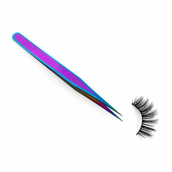 2pcs Eyelash Tweezers Eye Lash Clip Remover Tool False Extension Curved Pointed