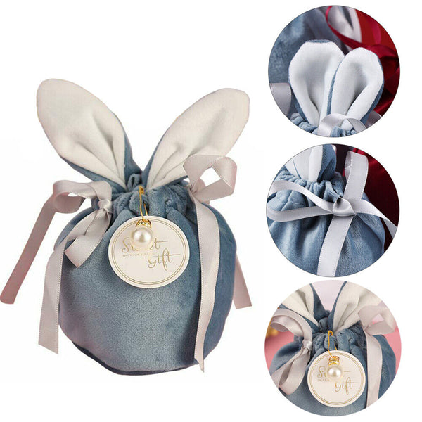 1-10x Easter Pouch Candy Bunny Jewelry Organizer Rabbit Wedding Gift Packing Bag