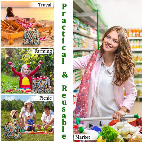 Extra Large Reusable Shopping Bag Eco-Friendly Foldable Tote Long Handle Grocery