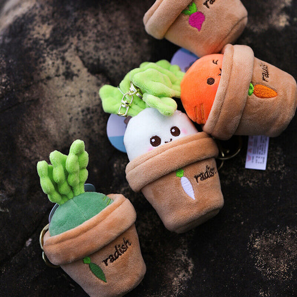 Lifelike Plants Potted Radish Stuffed Plush Toys Cartoon Plants Kid Keychain AU