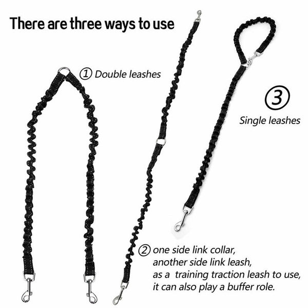 Double Dog Coupler Twin Dual Lead 2 Way Two Pet Dogs Walking Safety Leash Nylon