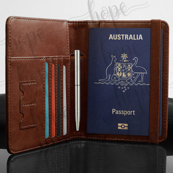 Travel Passport ID Wallet Holder Cover RFID Blocking Card Case Cover PU Leather - Lets Party