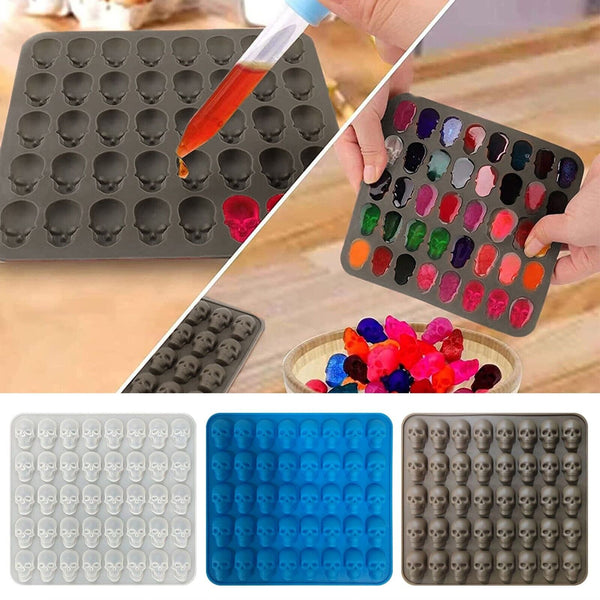40 Cavity Skull Gummy Jelly Candy Silicone Mould Cake IceTray Halloween Molds AU