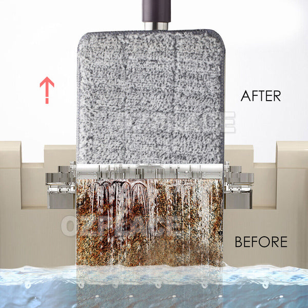 Mop Bucket Wet Dry Rinse Wash 360 Rotating Squeeze Flat Floor Cleaner with Pads - Lets Party