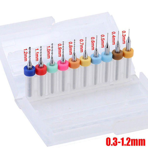 10X 0.1-1.0MM/0.3-1.2MM Carbide Micro Mini Drill Bit Tungsten Steel Rotary Tool