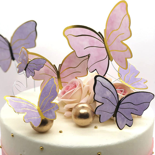 30pcs Butterfly Paper Topper Cake Happy Birthday Theme Festival Decoration DIY A