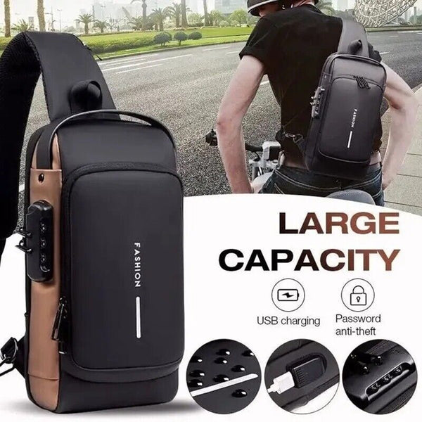 Anti-theft Chest Shoulder Messenger Backpack Men Sling Crossbody Bag USB Port AU