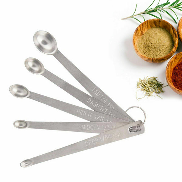 5/6pcs Stainless Steel Mini Measuring Seasoning Dry and Liquid Ingredients Spoon