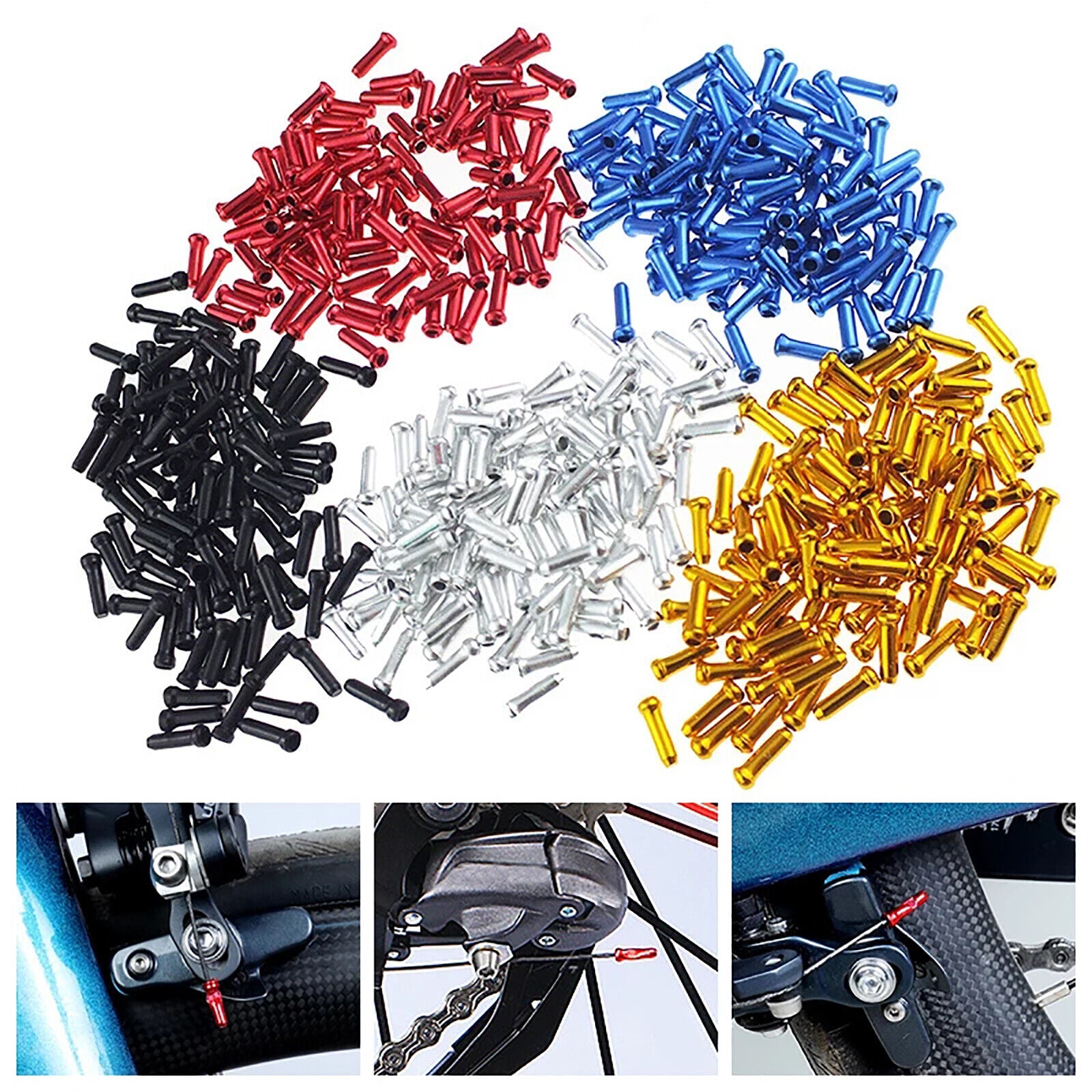 100PCS  Bicycle Cable End Caps MTB Bike Brake Shifter Aluminum Wire Cable Tip AU