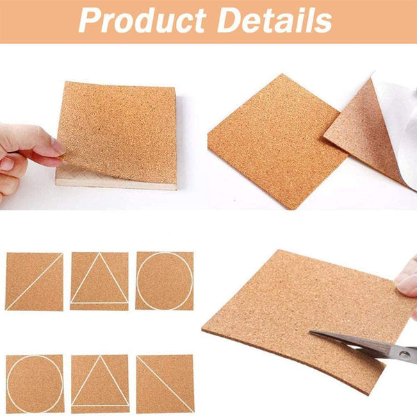 80 PCS Adhesive Self-adhesive Cork Backing Sheets for DIY Crafts Coasters Tiles