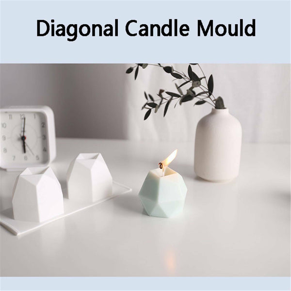 2PCS Eight-sided Diamond Candle Mould DIY Aromatherapy Soap Candle Mold 3D Craft