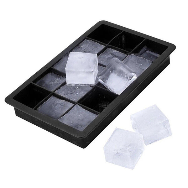 Grids Silicone Ice Cube Tray Large Mould Mold Giant Maker Square Black