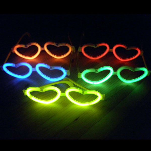 250PCS Multi Color Glow Sticks Love Shaped Glasses Light Party Glow In The Dark