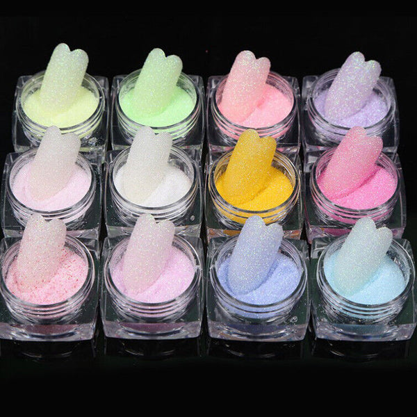 24PCS 12 Colors Nail Art Candy Glitter Powder Set Sugar Matte Effect Dipping DIY