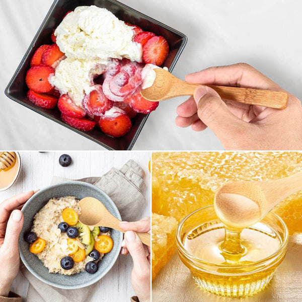 20PCS Natural Eco-friendly Small Wooden Spoon Scoop Mini Kids Safe Tableware AU