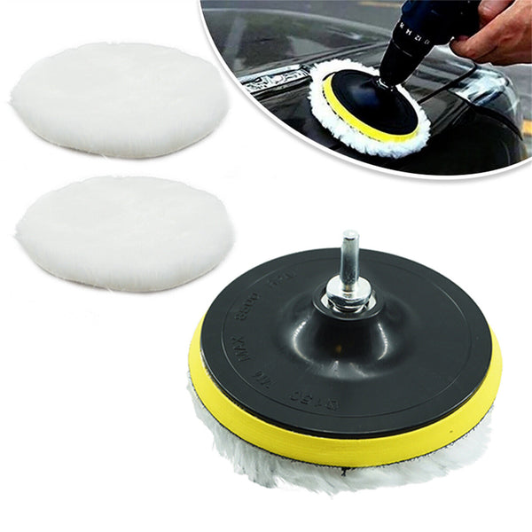 125mm Wool Polishing Pad 5'' Sheepskin Buffing Pads Hook and Loop Back Cutting A