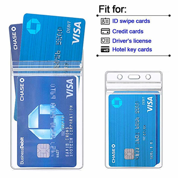 10x Clear Plastic ID CARD HOLDER POUCH + 20x Neck Strap Lanyard Multi Colour Set