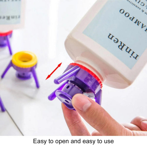 Toss It Bottle Cap Stand Kit Plastic Bottle Holder Shampoo Leakproof Cover