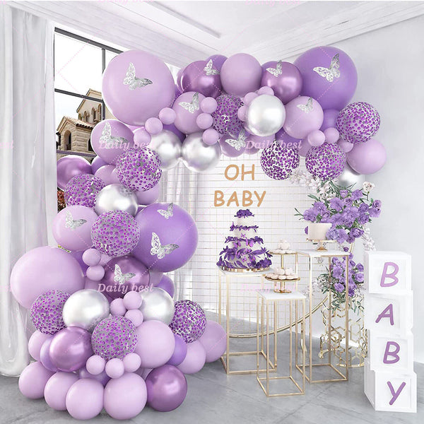 140pcs Butterfly Purple Balloon Arch Kit Garland Birthday Wedding Party Decor AU