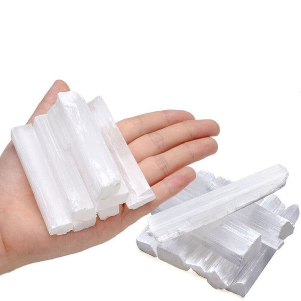 3x Selenite Crystal Sticks Transparent Gypsum Reiki Healing Energy Mineral Wands
