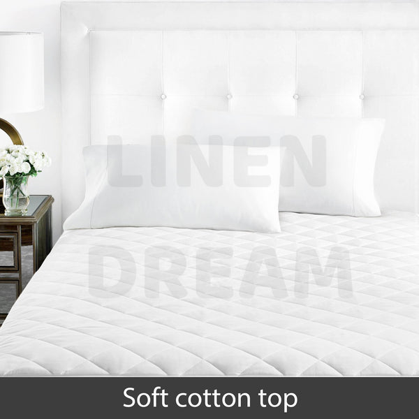 Aus Made Fitted Cotton Cover Quilted Mattress Protector Topper Underlay ALL SIZE - Lets Party