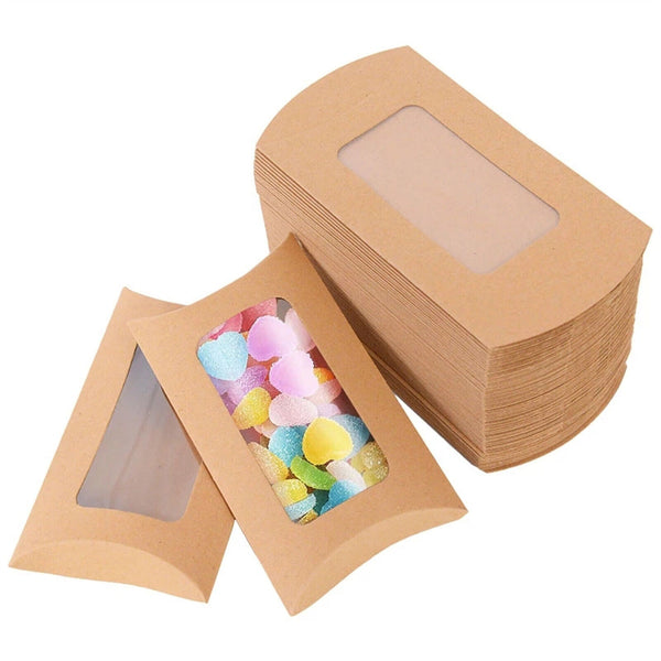10-100PCS Pillow Favor Bag Candy Gift Box Kraft Paper Gift Favour Wedding Party