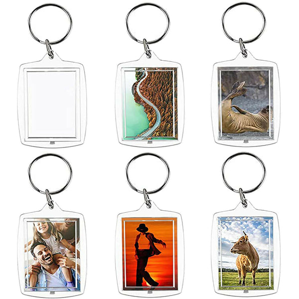 10PCS Keyring Clear Acrylic Photo Key Chain Picture Frame Blanks DIY Rings Gift
