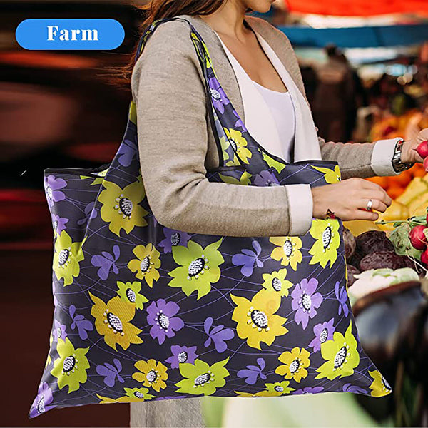 Extra Large Reusable Shopping Bag Eco-Friendly Foldable Tote Long Handle Grocery