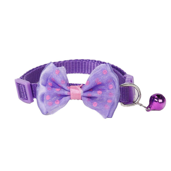 Bow Tie Cat Dog Kitten Collar with Breakaway Safety Release Buckle with Bell AU