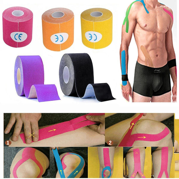 6x Athletic Elastic Physio Sports Kinesiology Rock Tape Muscle Bandage 5cmx5m AU - Lets Party