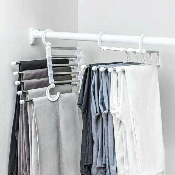 5 in1 Multi-functional Pants rack Stainless-Steel Wardrobe Magic Clothes Hanger
