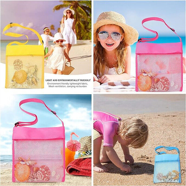 5/10x Mixcolor Sand Portable Away Pouch Beach Bag Mesh Toy Shell Collecting Bags