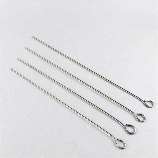 200pcs Eye Pins Silver Plated Alloy 50mm long 0.7mm dia Jewellery Making Earring