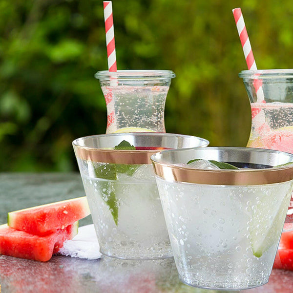 Plastic Wine Glass Rose gold Glasses Drink Cup Cocktail Party Gold Cup