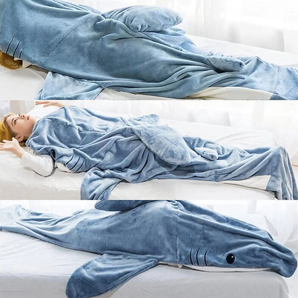 Shark Blanket Super Soft Cozy Flannel Hoodie Shark Sleeping Bag S-XXL