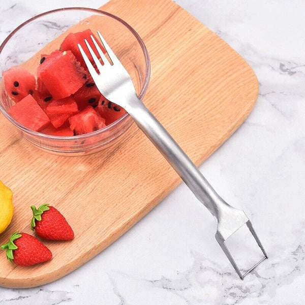 Multifunctional Watermelon Fork Slicer Cutter Stainless Steel Fruit Fork Tools