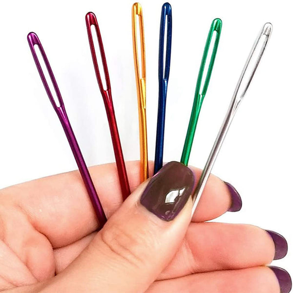 Bent Blunt Darning Needle Aluminum Large Eye Bodkin Crochet Yarn Knitting