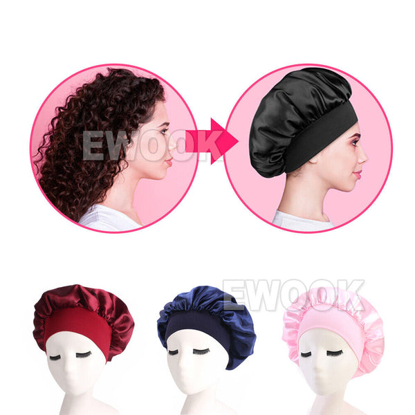 Sleeping Bonnet Hair Wrap Silk Satin Cap Women Elastic Night Soft Hat Headwear - Lets Party