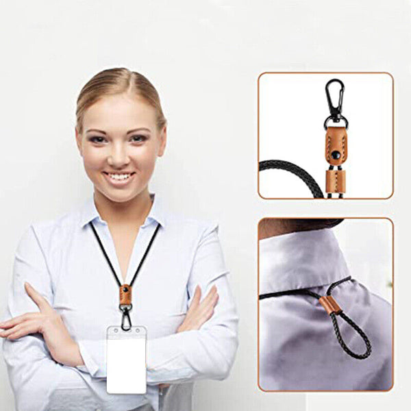 Leather Weave Neck Lanyard Strap String Phone Keys ID Card Badge Name Tag Holder