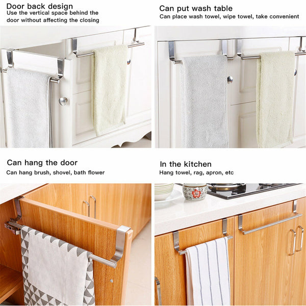 Over Door Tea Towel Holder Rack Kitchen Bathroom Rail Cupboard Hanger Bar Hook A