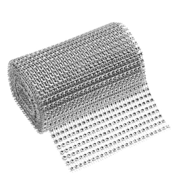 9M Diamante Diamond Ribbon Crystal Silver Rhinestone Mesh Wrap Wedding Party AU